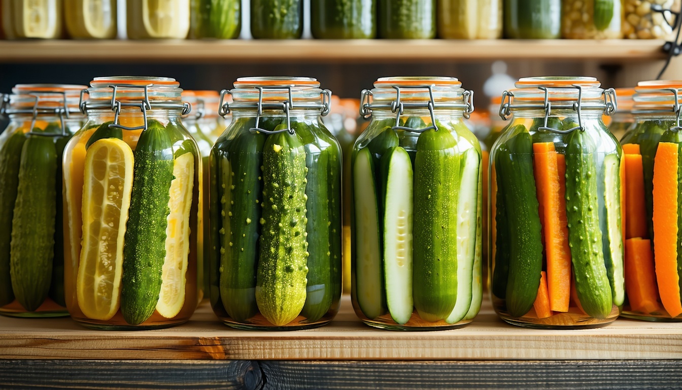 Handcrafted pickles in artisan jars